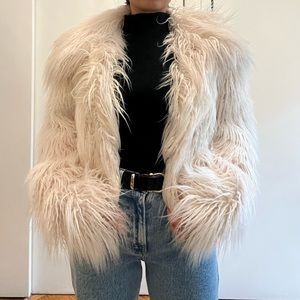 Forever 21 Shaggy Faux Fur Jacket. Medium. Cream